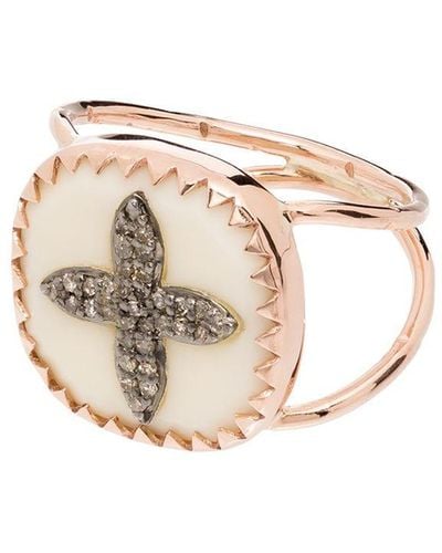 Pascale Monvoisin 9kt rose gold Bowie No 2 diamond cross ring - Bianco