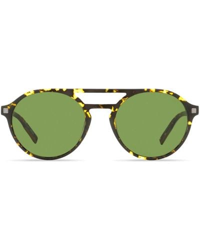 Zegna Tortoiseshell-effect Round-frame Sunglasses - Green