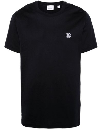 Burberry Logo-embroidered Organic Cotton T-shirt - Black