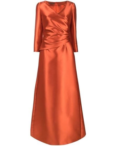 Alberta Ferretti Wrap-front Satin Gown - Orange