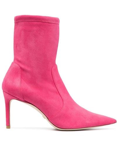 Stuart Weitzman 85mm Pointed-toe Boots - Pink