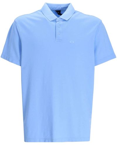 Armani Exchange Logo-print Cotton Polo Shirt - Blue