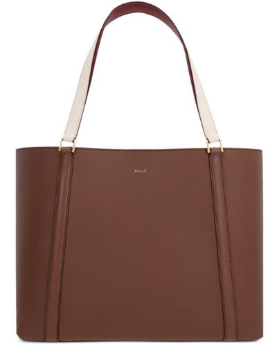 Bally Code Leather Tote Bag - Brown