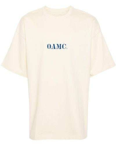 OAMC Logo-print Organic Cotton T-shirt - Natural