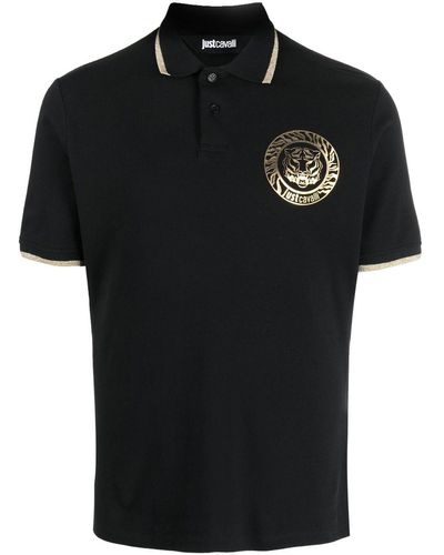 Just Cavalli Logo-print Cotton Polo Shirt - Black
