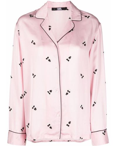 Karl Lagerfeld オールオーバーロゴ パジャマシャツ - ピンク