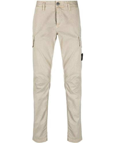 Stone Island Tapered Cotton-blend Cargo Trousers - Natural