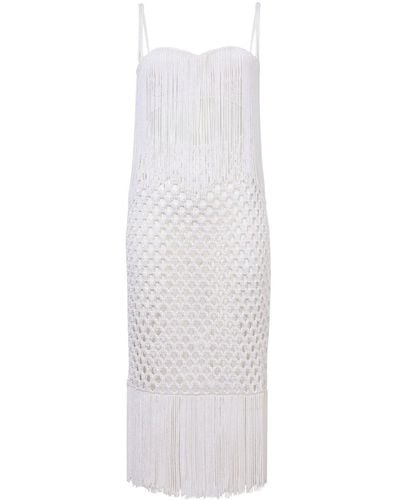 Proenza Schouler Lacquered Fringe-detail Knitted Dress - White