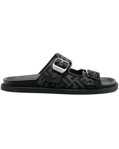 Fendi Ff Logo-Motif Buckle Sandals - Black