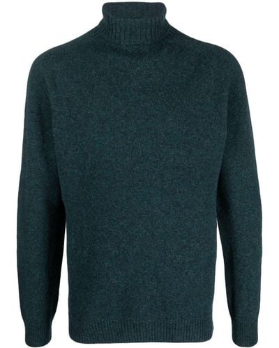 Sunspel Roll-neck Lambs-wool Sweater - Green