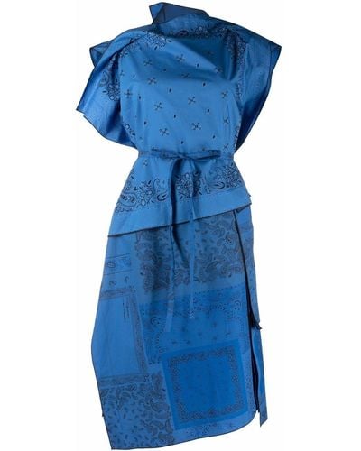 KENZO Bandana-print Asymmetric Dress - Blue