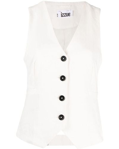 Izzue Button-up Cut-out-detail Waistcoat - White