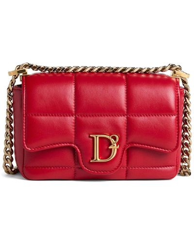 DSquared² Logo-plaque Quilted Leather Bag - Red