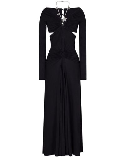 Rabanne Chain-detail Draped Long Dress - Black