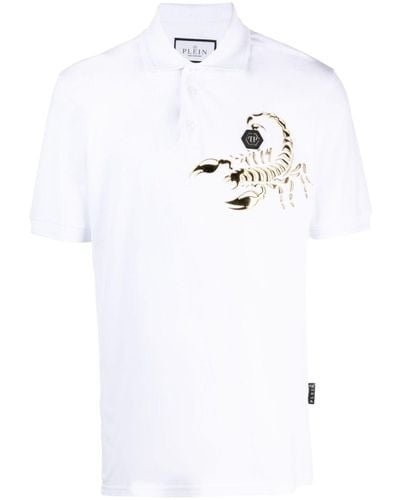 Philipp Plein Scorpion Cotton Polo Shirt - White