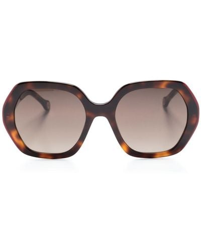 Carolina Herrera Tortoiseshell-effect Oversized-frame Sunglasses - Pink
