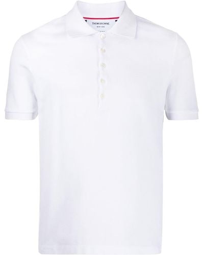 Thom Browne Pikee-Poloshirt mit Streifen - Weiß