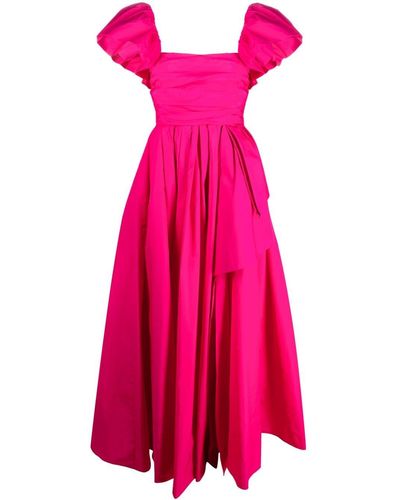 Pinko Ruched Taffeta Flared-sleeve Gown - Pink