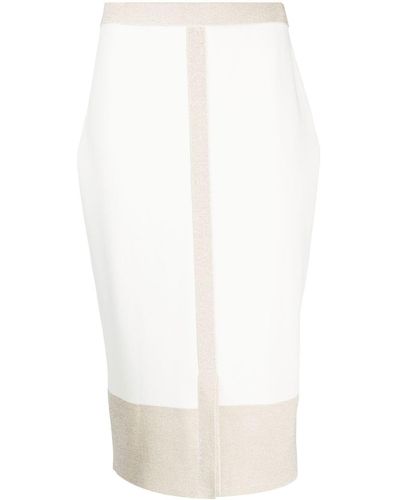 Paule Ka Milano Metallic-trim Skirt - White