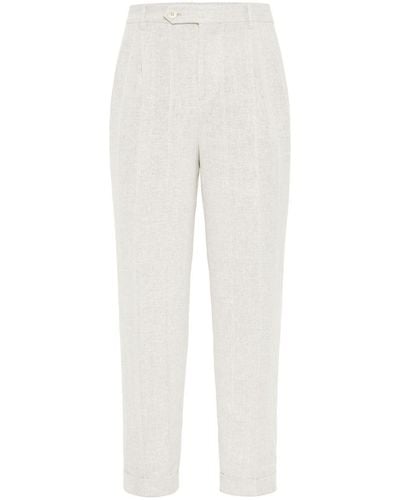 Brunello Cucinelli Pantalones ajustados con cierre de botón - Blanco