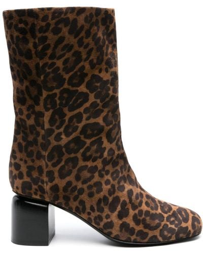 Pierre Hardy Bottines Biba 70 mm à imprimé léopard - Marron