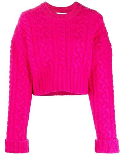 Ami Paris Cable-knit Virgin Wool Sweater - Pink
