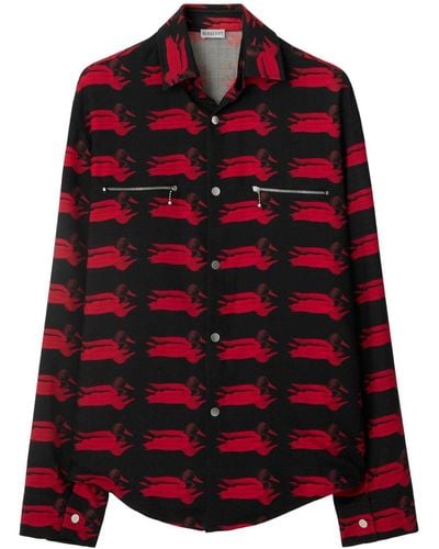 Burberry Overhemd Met Print - Rood