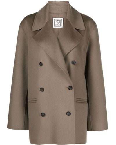 Totême Double-breasted Wool Coat - Brown