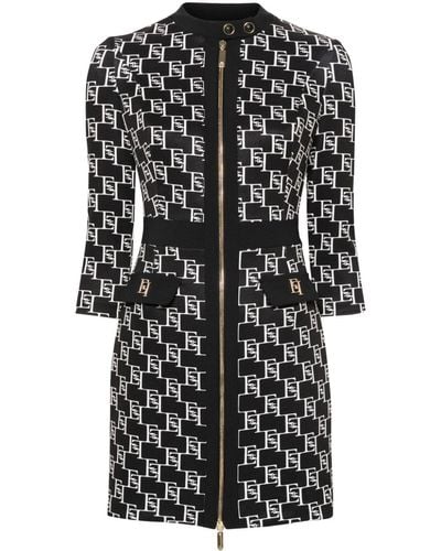 Elisabetta Franchi Minikleid mit Logo-Print - Schwarz