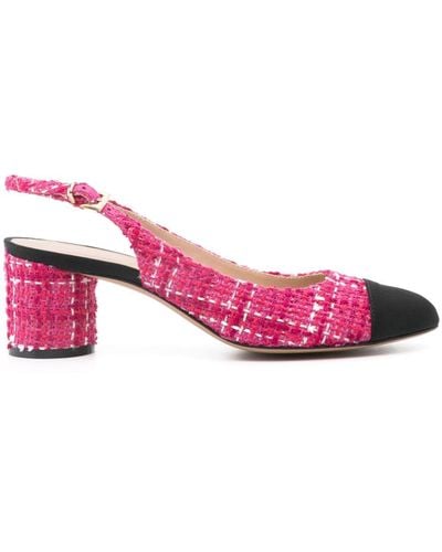 Roberto Festa 65mm Tweed Court Shoes - Pink