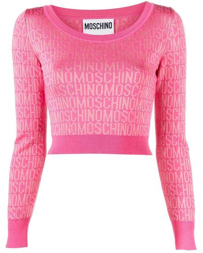 Moschino Monogram-print Cropped Sweater - Pink