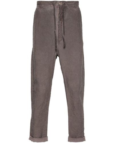 Poeme Bohemien Mid-rise Tapered Linen Pants - Gray
