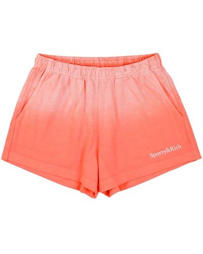 Sporty & Rich Serif Logo Disco Shorts - Pink