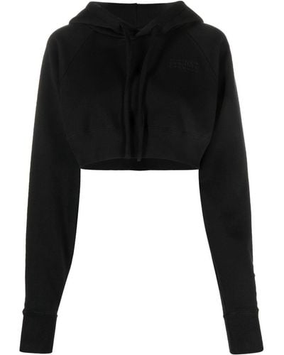 MM6 by Maison Martin Margiela Cotton Blend Cropped Hoodie - Black