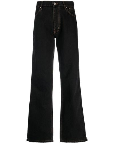 Gauchère Wide-leg Zipped Jeans - Black