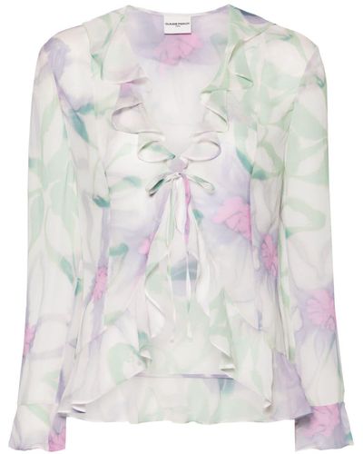 Claudie Pierlot Zijden Blouse Met Print - Wit