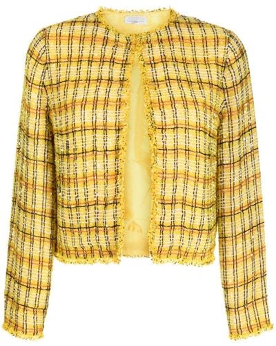 Ashish Tweed-Jacke mit Perlen - Gelb