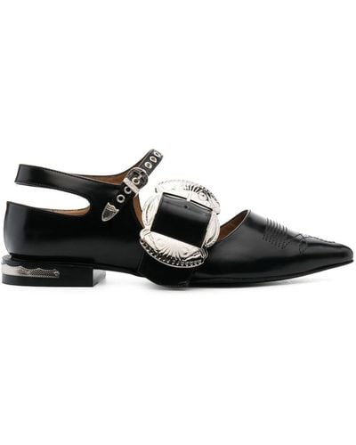 Toga Buckle-detail Leather Mules - Black