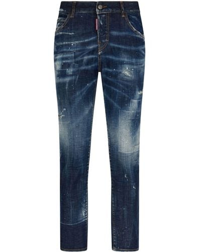 DSquared² Tapered-Jeans mit Logo-Patch - Blau