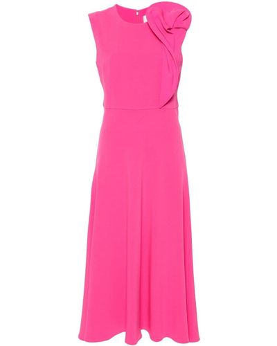 Roland Mouret Floral-appliqué Crepe Midi Dress - Pink
