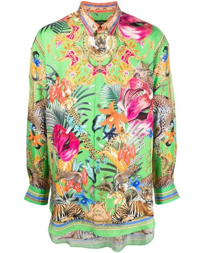 Camilla Seidenhemd mit botanischem Print - Grün