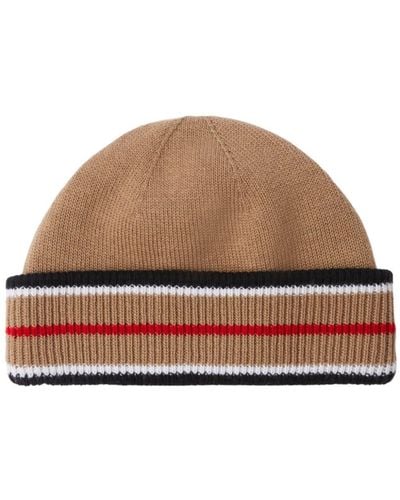 Burberry Icon Stripe Knitted Beanie - Brown