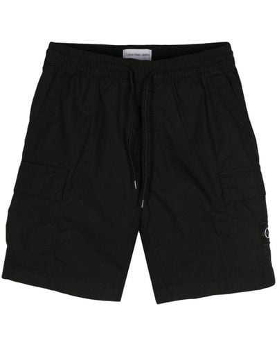 Calvin Klein Logo-appliqué Straight-leg Shorts - Black