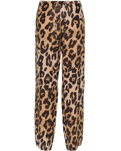 Musier Paris Pantalones rectos con estampado de leopardo - Marrón
