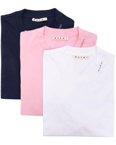 Marni Camiseta con logo bordado - Rosa