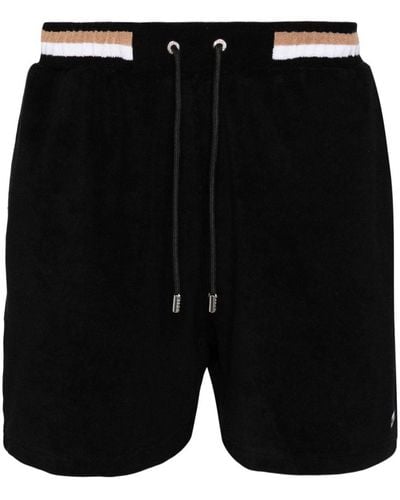 BOSS Striped Drawstring Shorts - Black
