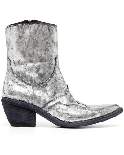 Madison Maison Laminated Leather Ankle Boots - Gray