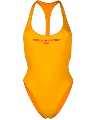 Stella McCartney Logo-print Cut-out Swimsuit - Orange
