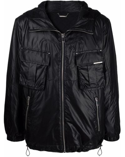 Les Hommes Multi-pocket Hooded Jacket - Black