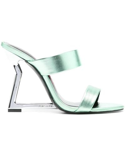 Just Cavalli 115mm Double-strap Laminated Mules - White